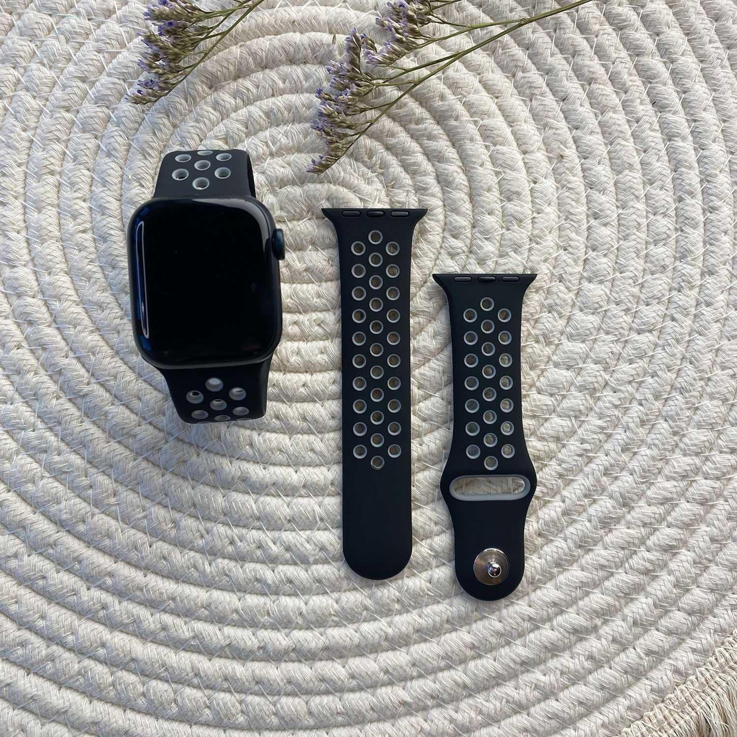 Apple Watch bandje Stryde - dubbel - siliconen - zwart grijs