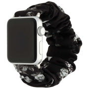 Apple Watch Armband Savara - Scrunchie - Nylon - Schwarz mit Rosen