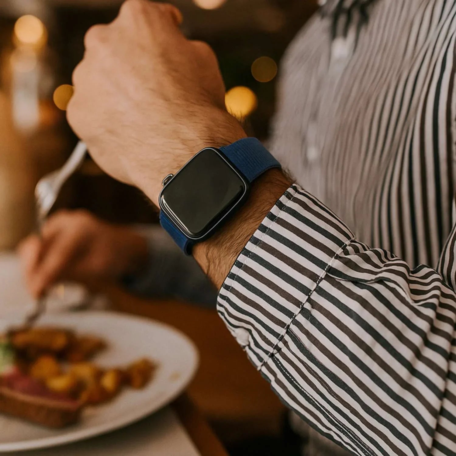 Apple Watch bandje Nexora - geweven - nylon - oceaanblauw