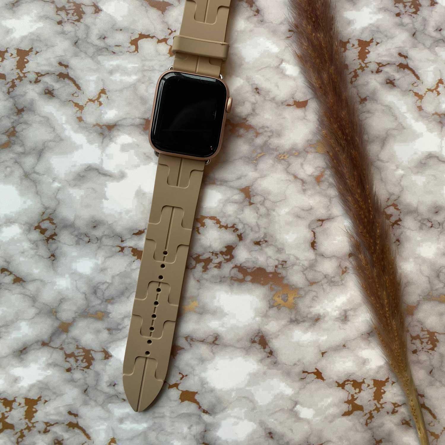 Apple Watch bandje kilim - siliconen - walnoot