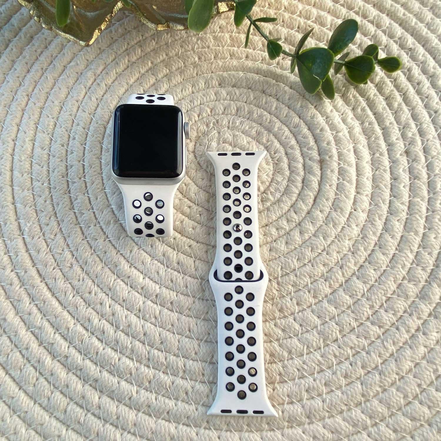 Apple Watch bandje Stryde - dubbel - siliconen - wit zwart