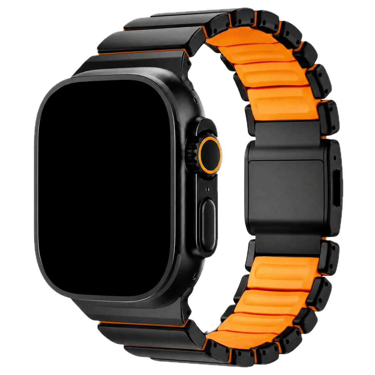 Apple Watch bandje Ember - staal - zwart oranje