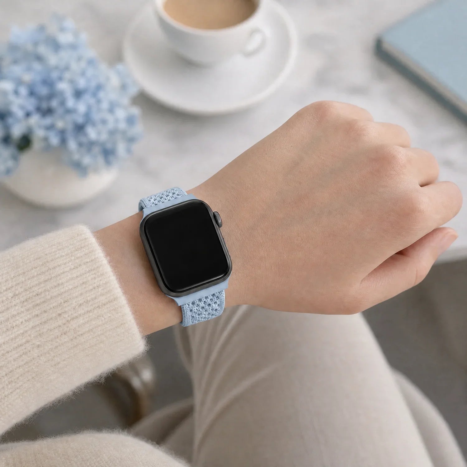 Apple Watch bandje Knit - nylon - lichtblauw
