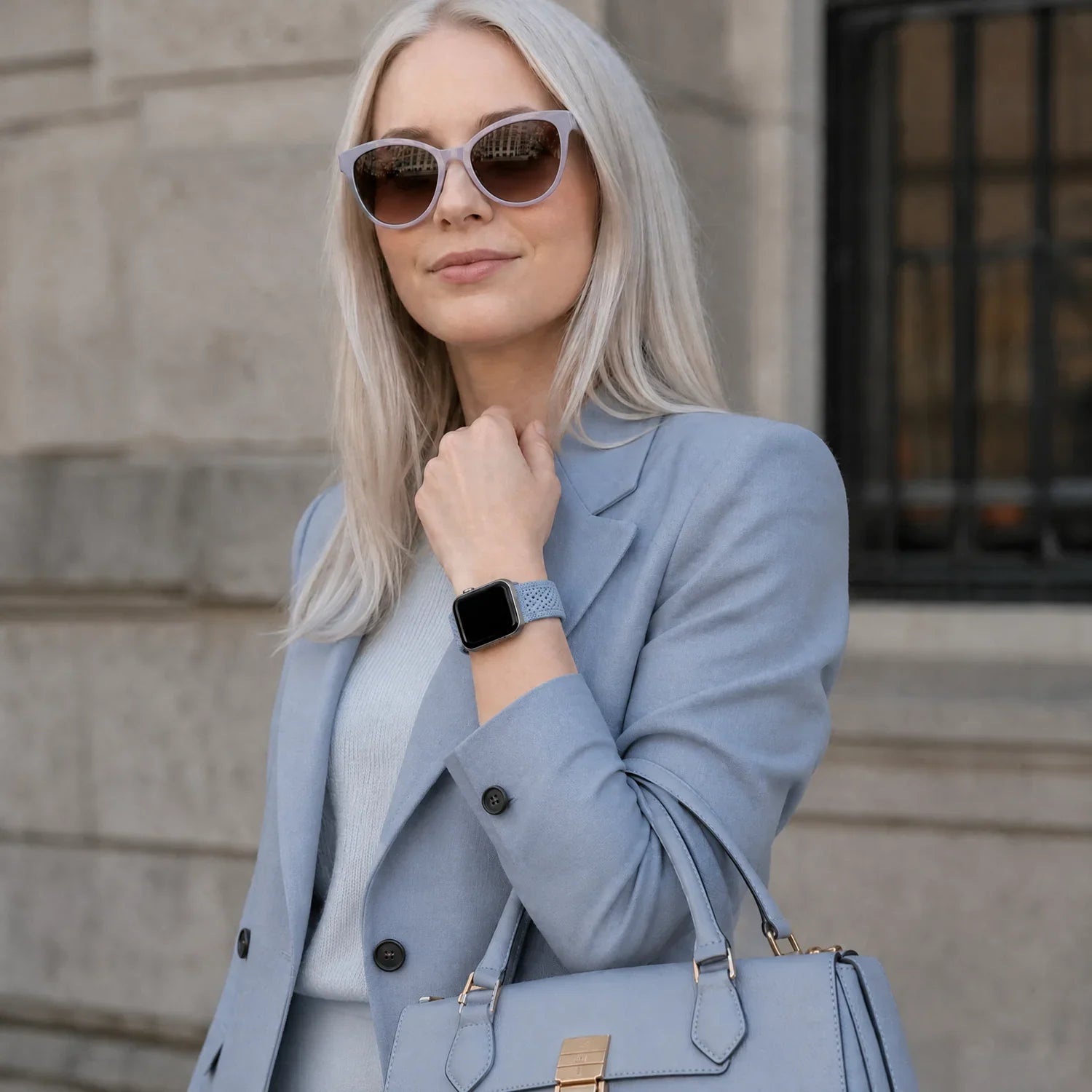 Apple Watch bandje Knit - nylon - lichtblauw