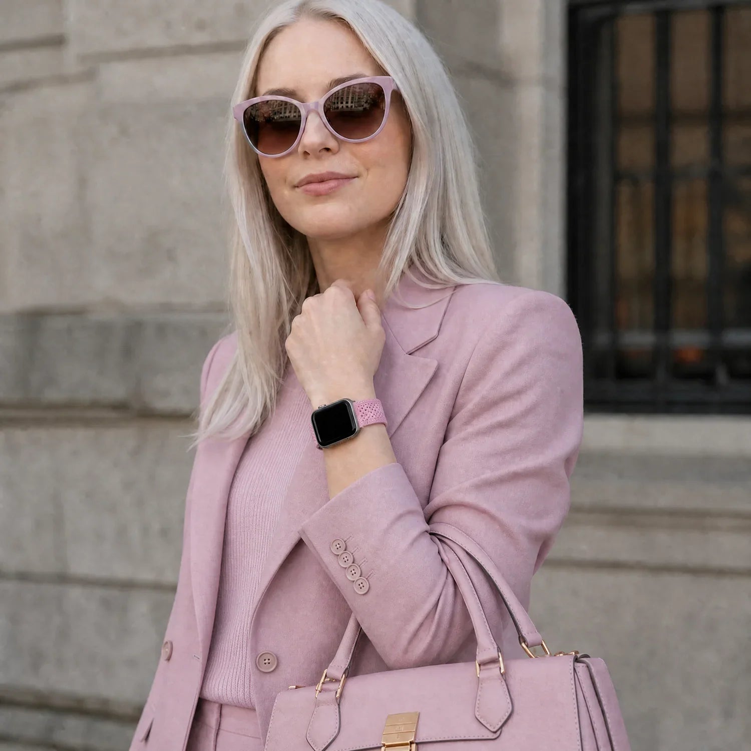 Apple Watch bandje Knit - nylon - roze