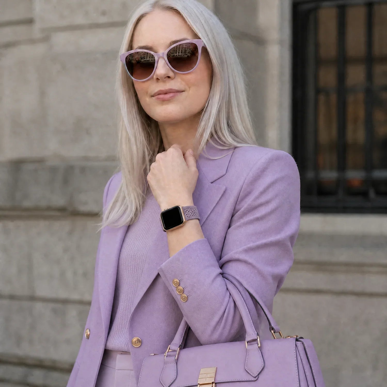 Apple Watch bandje Knit - nylon - smokey paars