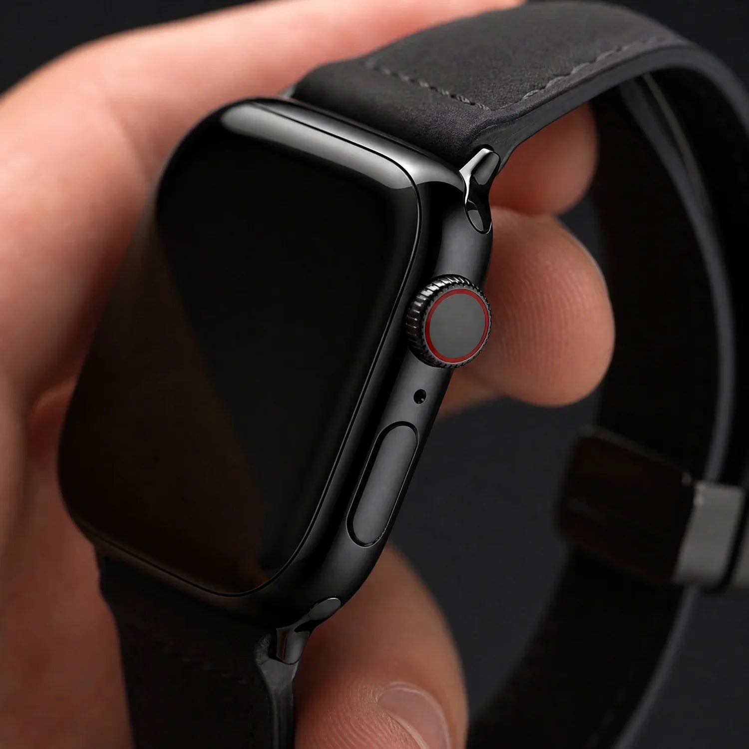 Apple Watch bandje Lennox - leer - zwart
