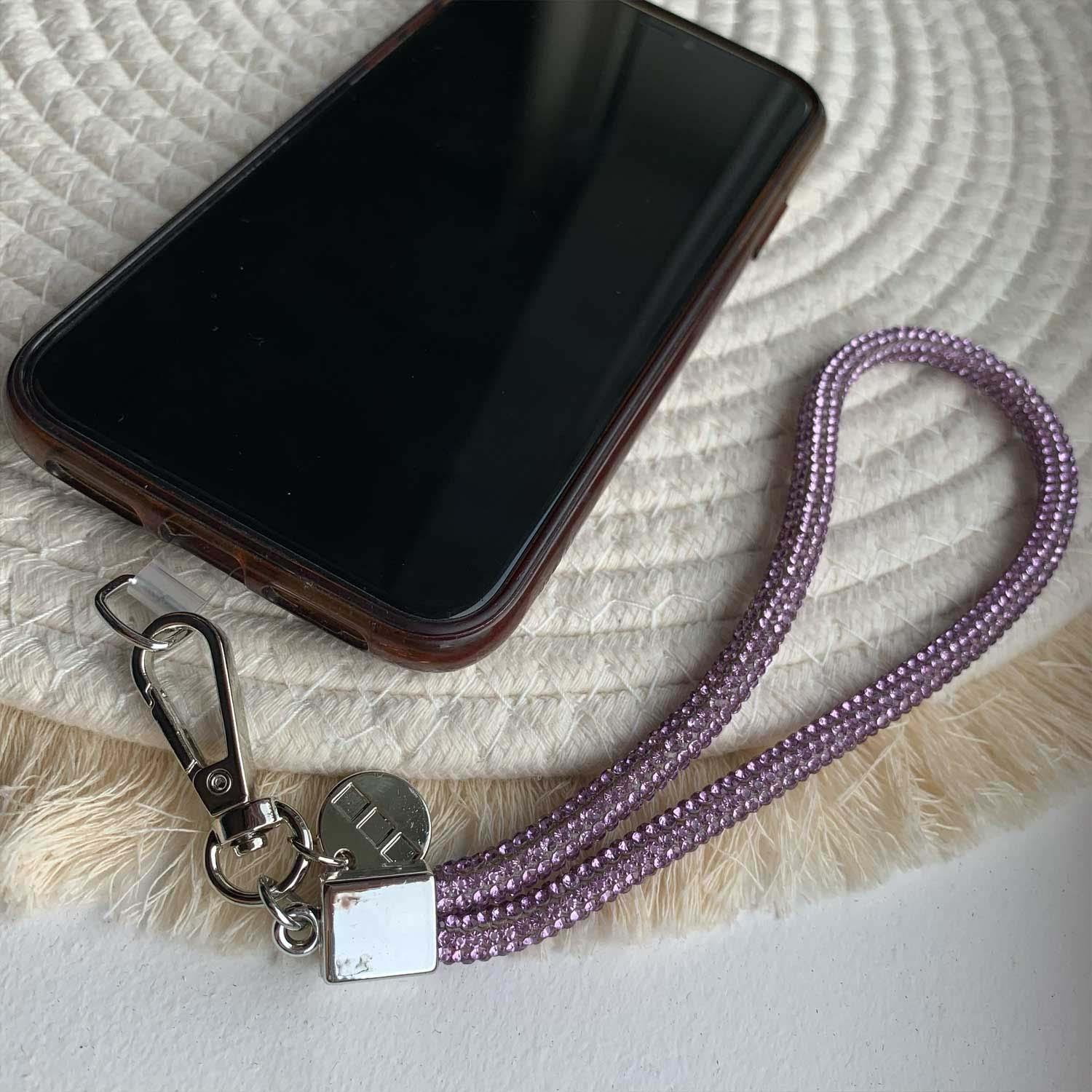 Telefoonkoord Diamond - paars - zilver