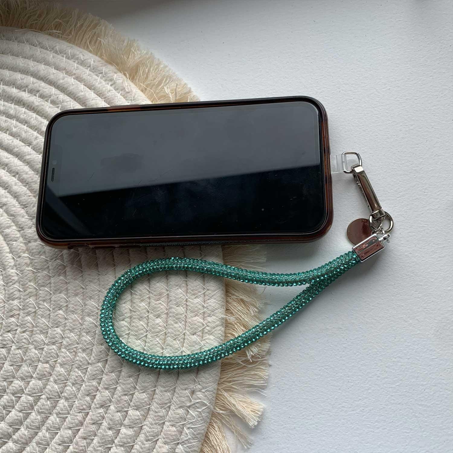 Telefoonkoord Diamond - zeeblauw - zilver