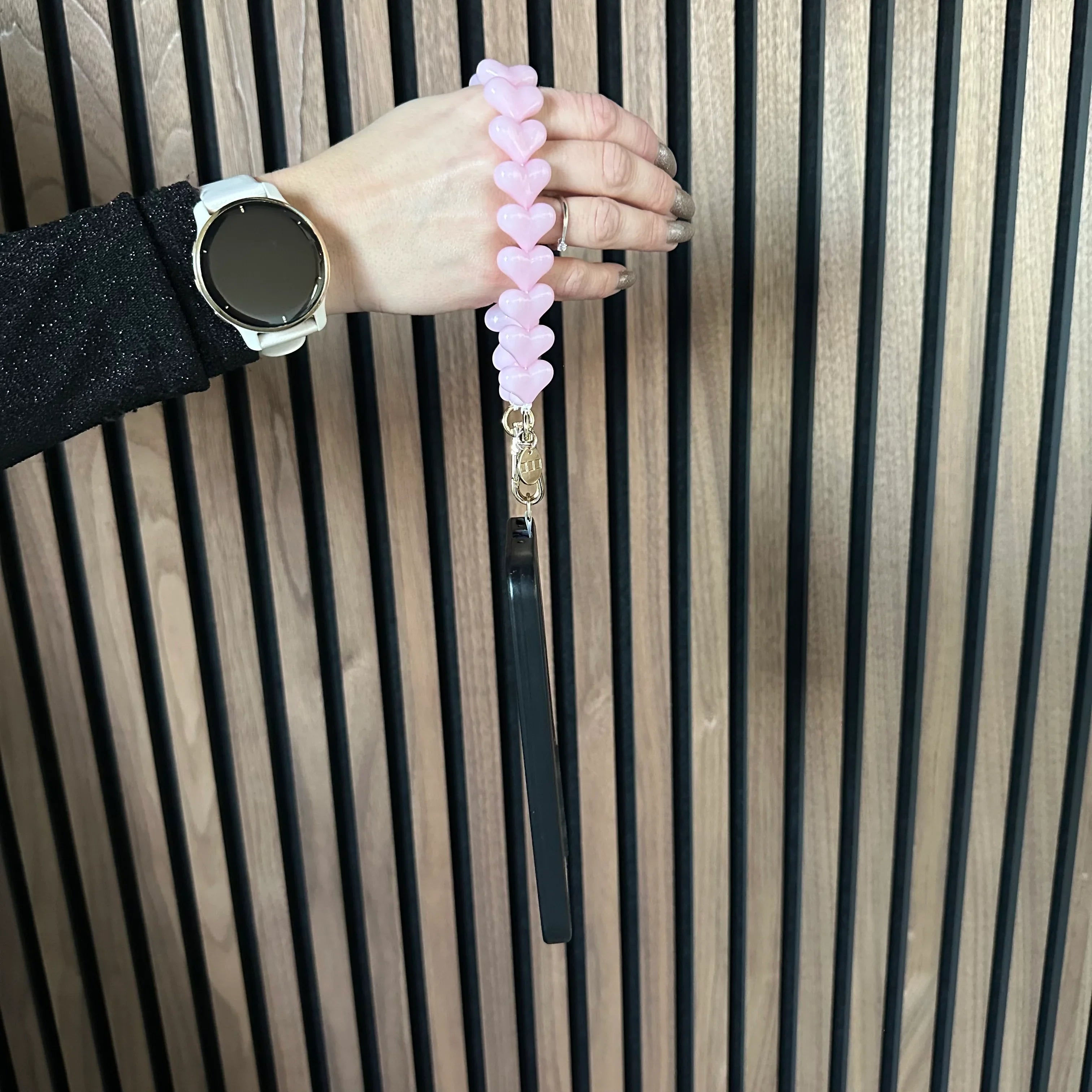 Telefoonkoord Heart - babyroze - goud